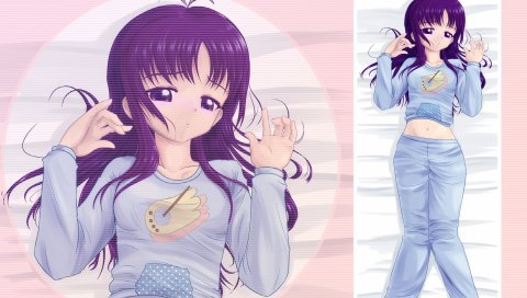 Futari wa довольно вылечить звезду всплеска, девушку, брюнетку, пижаму
