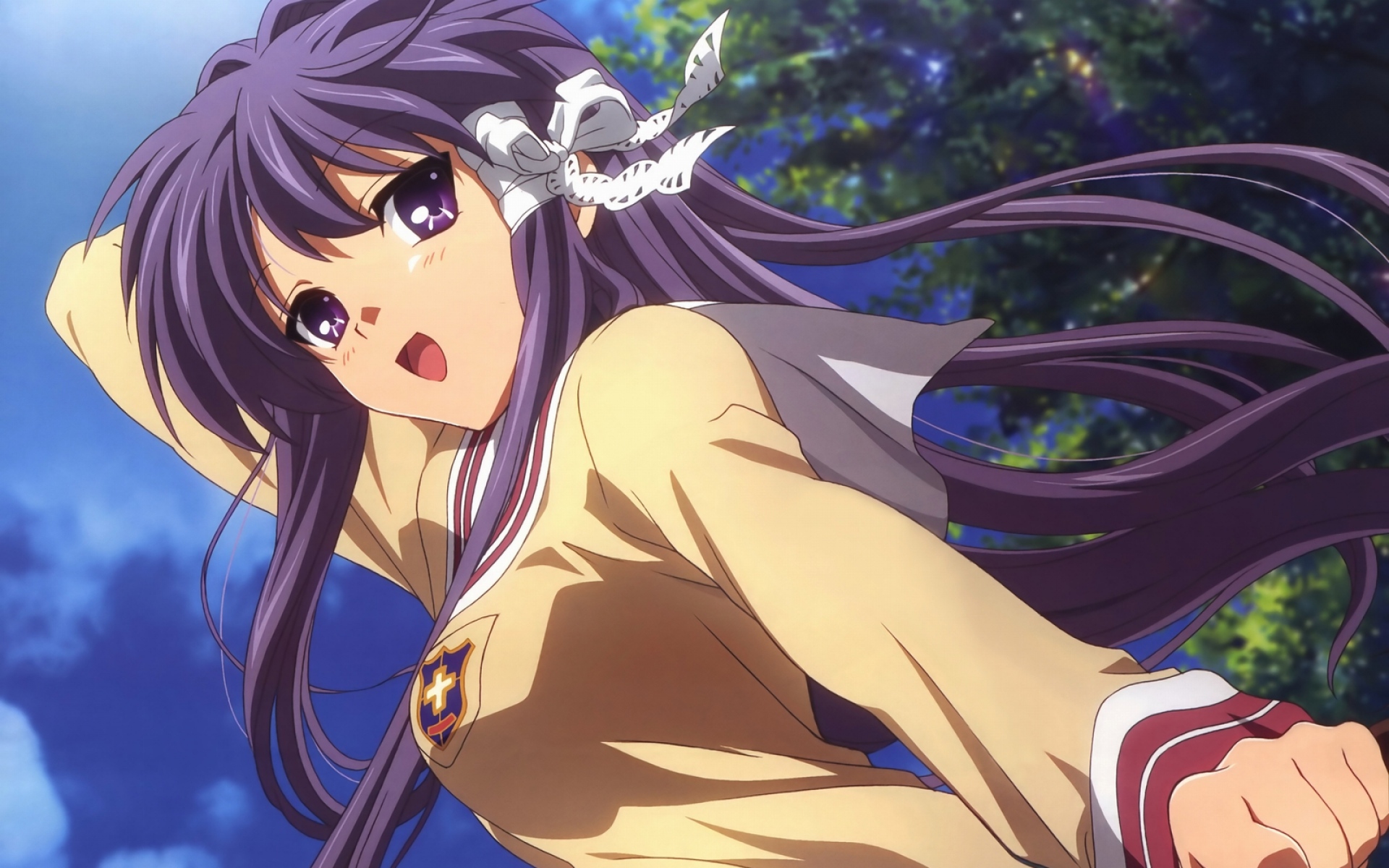 Картинки Clannad, fujibayashi kyou, девушка, радость, движение фото и обои на рабочий стол