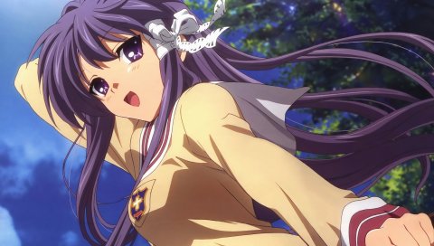 Clannad, fujibayashi kyou, девушка, радость, движение