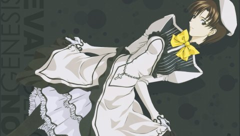 Fukano youichi, neon genesis evangelion, ibuki майя, девушка, платье, осанка