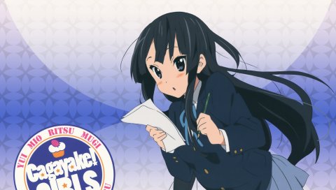 K-on, akiyama mio, девушка, брюнетка, чтение