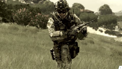 Arma 3, солдат, автоматический, трава, кустарники