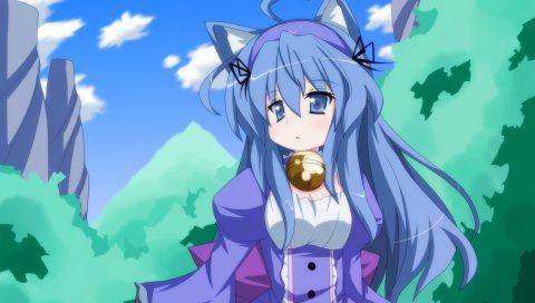 Oborotsuki kakeru, девушка, взгляд, природа