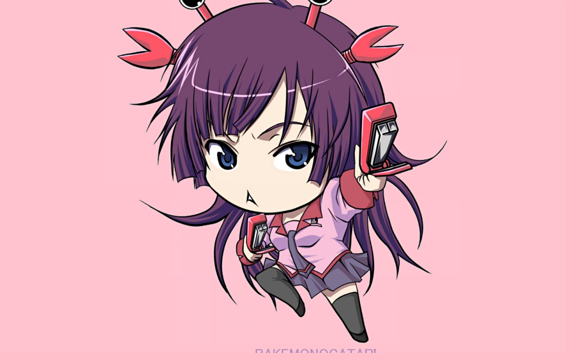 Картинки Bakemonogatari, senjougahara hitagi, seifuku, аниме, степлер фото и обои на рабочий стол