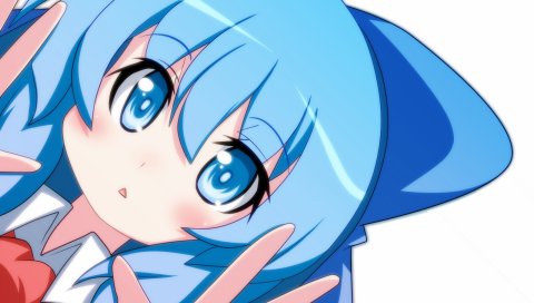 Oborotsuki kakeru, cirno, girl, bangs, close-up