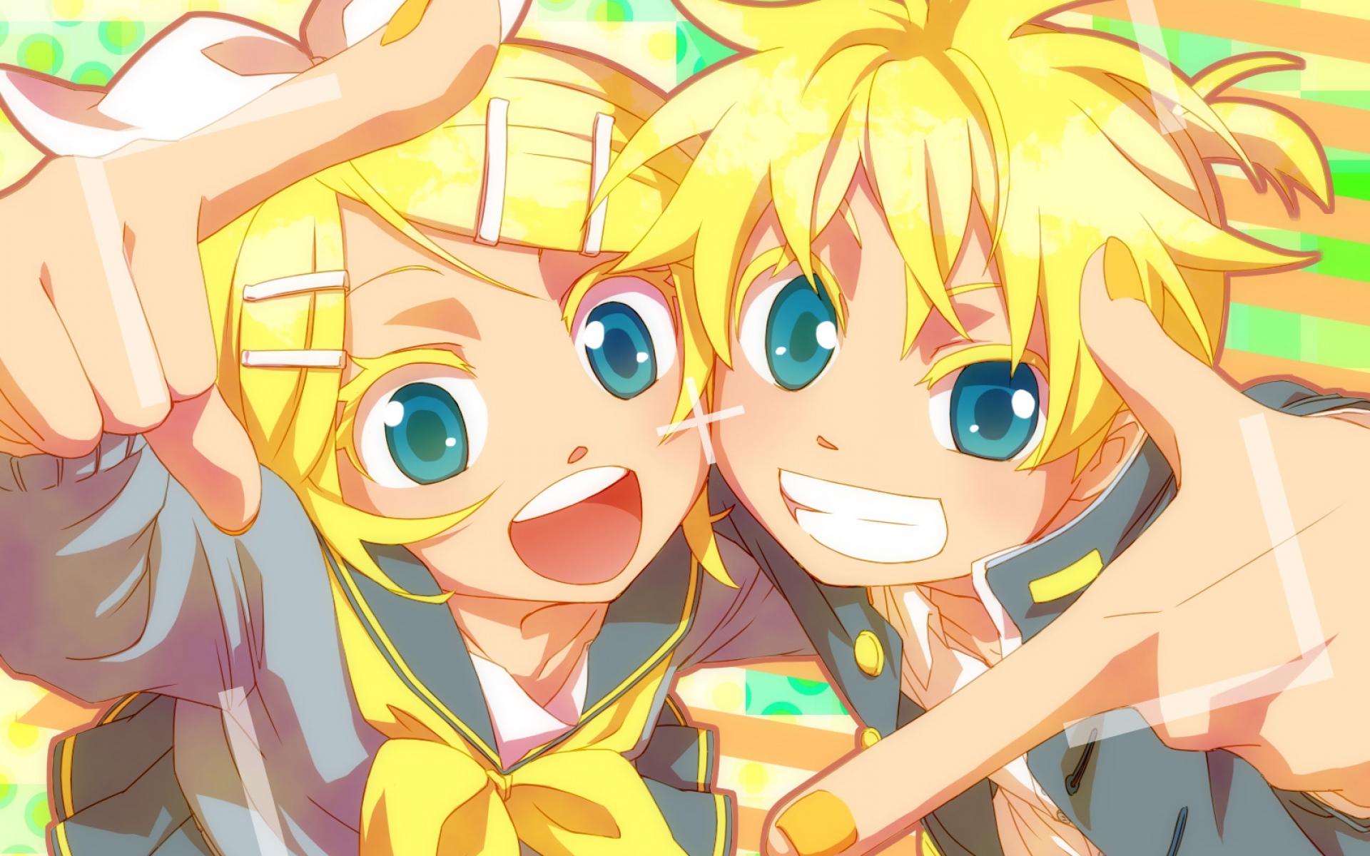 Картинки Junji, вокалоид, kagamine rin, kagamine len, joy, gesture фото и обои на рабочий стол