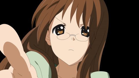K-on, yamanaka sawako, девушка, палец, очки, крупный план