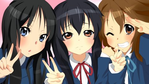 K-on, akiyama mio, hirasawa yui, nakano azusa, девушка,