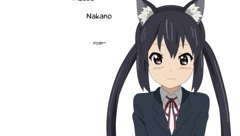 K-on, nakano azusa, девушка, брюнетка, уши, челки