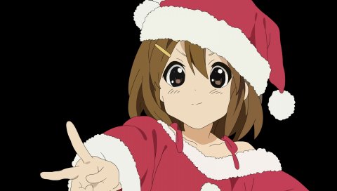 K-on, hirasawa yui, девушка, рождественский костюм, жест