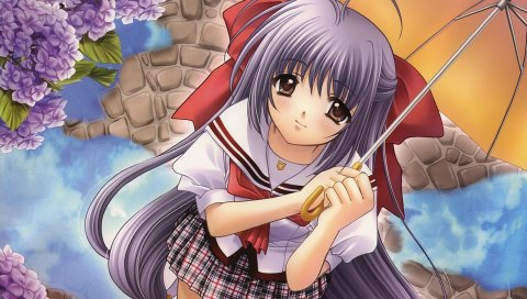 Nishimata aoi, seifuku, девушка, брюнетка, зонтики, носки