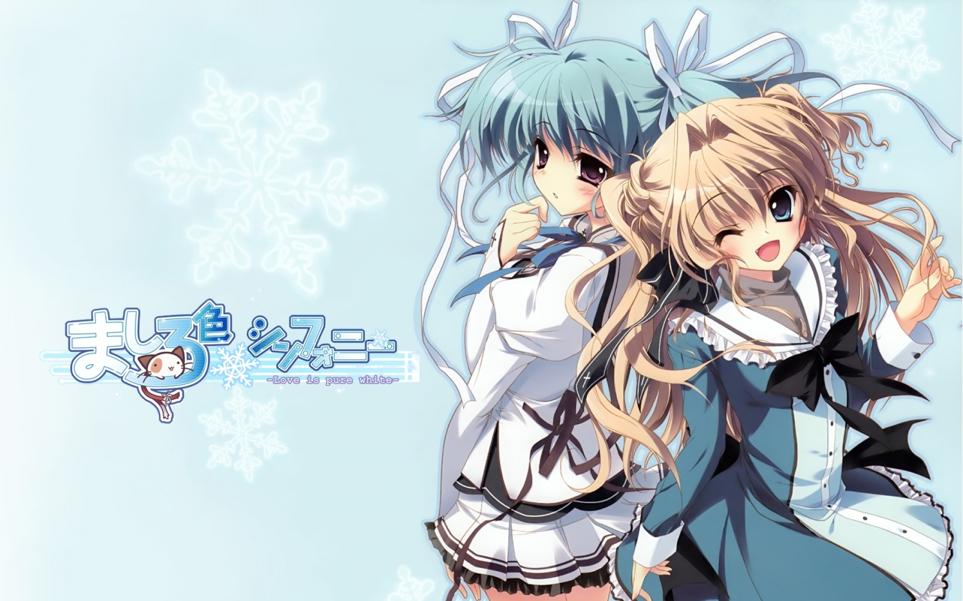Картинки Izumi tsubasu, симфония mashiroiro, sena airi, uryu sakuno, девушки, платья, чулки фото и обои на рабочий стол