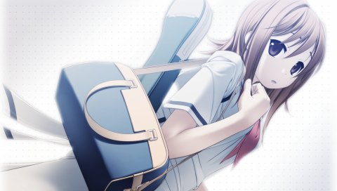Amesarasa, seifuku, kumihama mitsuha, chiken yarou, девушка, сумка, посмотреть
