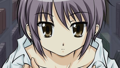 Suzumiya haruhi no yuutsu, nagato yuki, девушка, рубашка, крупный план