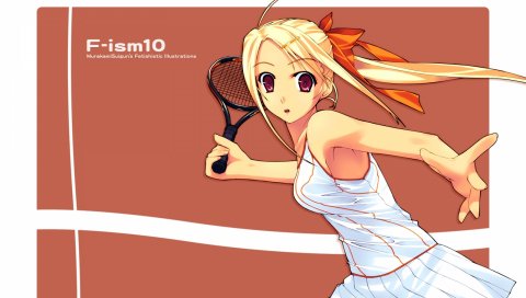 Murakami suigun, f-ism, девушка, блондинка, ракетка, теннис