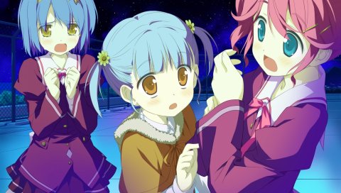 Shida kazuhiro, hoshizora no memoria, aoi isuzu, девушки, ночь