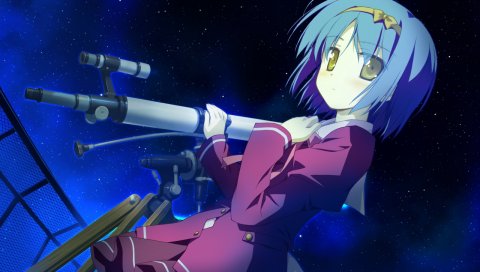 Shida kazuhiro, hoshizora no memoria, aoi isuzu, девушка, ночь,