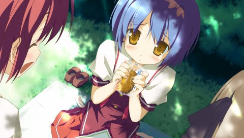 Shida kazuhiro, hoshizora no memoria, aoi isuzu, девушка, еда, взгляд