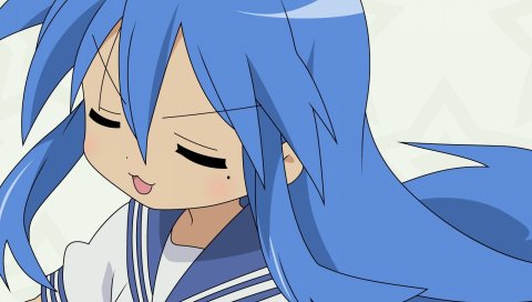 Счастливая звезда, izumi konata, девушка, глаза закрыты, язык