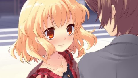 Itou noiji, летящее сердце, sumeragi amane, румянец, девушка, блондинка, улыбка