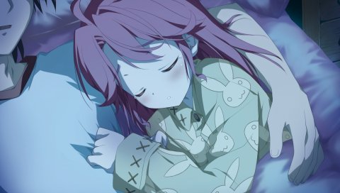 Shida kazuhiro, hoshizora no memoria, kogasaka chinami, девушка, пижама, сон