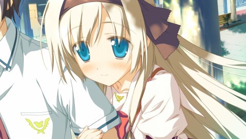 Shida kazuhiro, hoshizora no memoria, hisakaki kosame, девушка, блондинка, голубые глаза