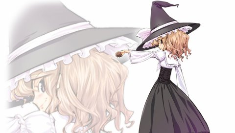 Kirisame marisa, yamazaki mitsuru, девушка, шляпа, платье