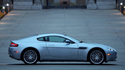 Aston martin, v8, vantage, 2008, синий, вид сбоку, авто