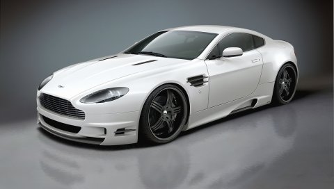Aston martin, v8, vantage, 2008, белый, вид сбоку, стиль, отражение