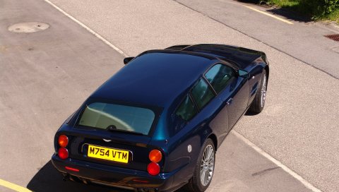 Aston martin, v8, 2005, синий, вид сверху, стиль, асфальт