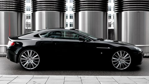 Aston martin, v8, vantage, 2007, черный, вид сбоку, стиль