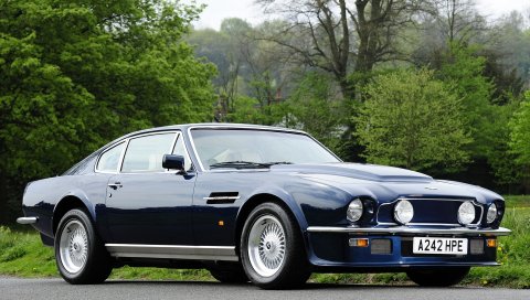 Aston martin, v8, vantage, 1977, синий, вид сбоку, ретро, ??авто