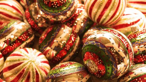 Рождественские украшения, рождество, праздник, новый год, блеск, крупный план