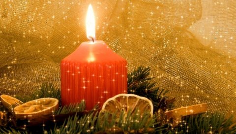 Новый год, рождество, свеча, огонь, игла, лимон, праздник