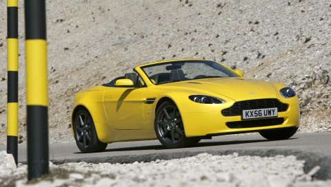 Aston martin, v8, vantage, 2006, желтый, вид сбоку, авто