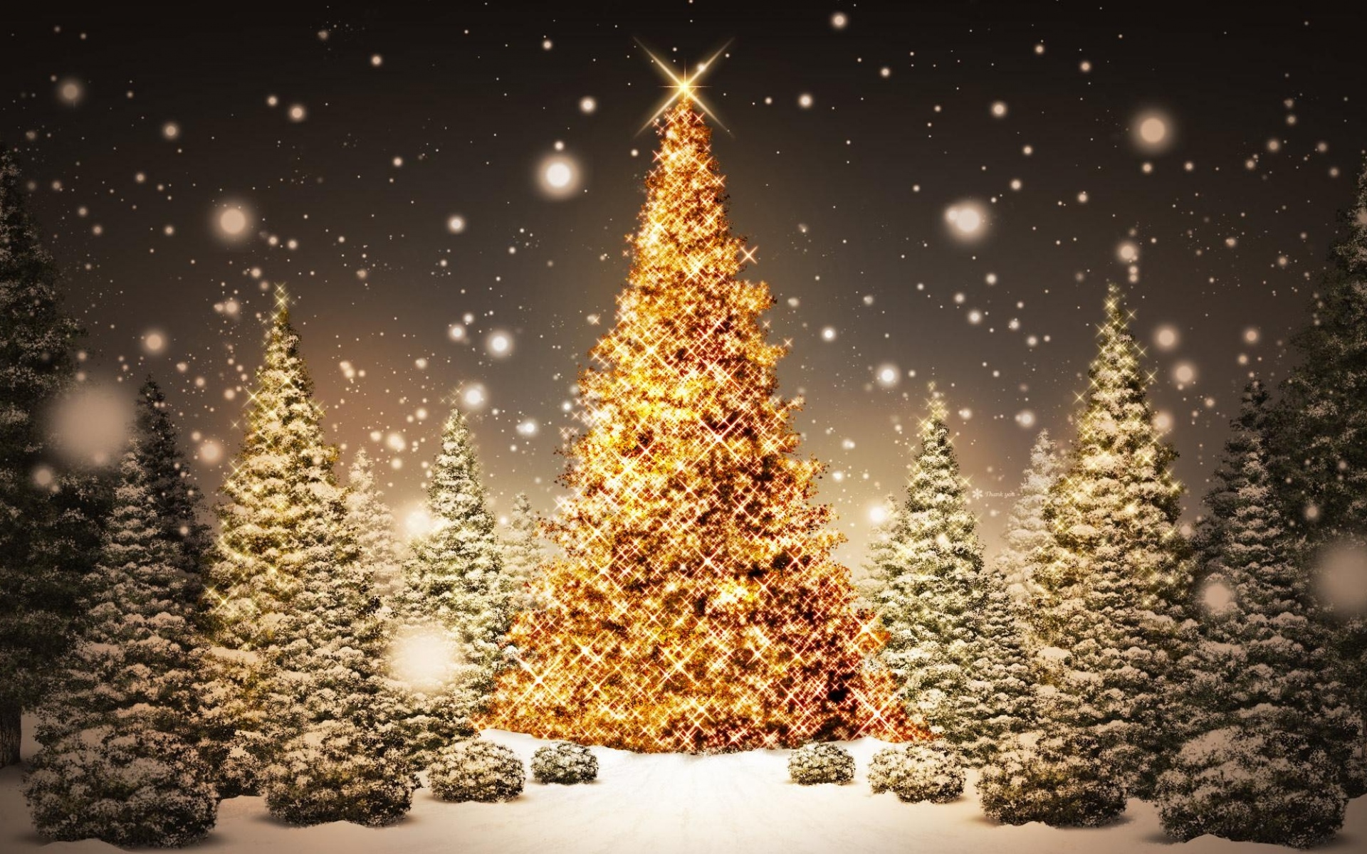 Картинки Новый год, рождество, деревья, дерево, открытка, снег, ночь, праздник фото и обои на рабочий стол