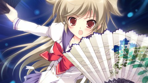 Mikeou, nanairo kouro, asuka mirai, девушка, веер,