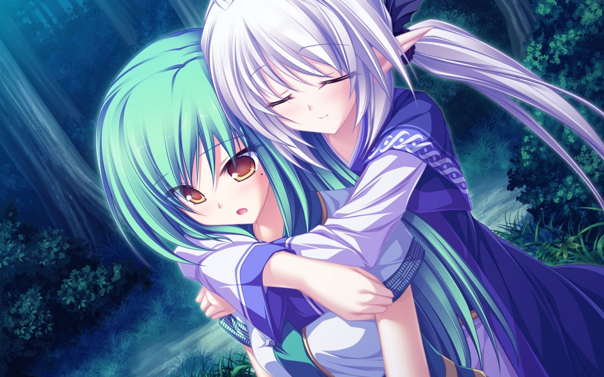 Картинки Tenmaso suzukaze no melt, suzukaze no melt, enomoto yoshika, девушка, светлые волосы, закрытые глаза, зеленые волосы, фото и обои на рабочий стол