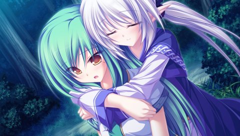 Tenmaso suzukaze no melt, suzukaze no melt, enomoto yoshika, девушка, светлые волосы, закрытые глаза, зеленые волосы,