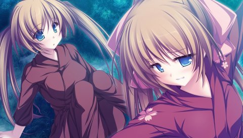 Tenmaso, suzukaze no melt, hisagihara yui, девушки, взгляд, осанка, лес