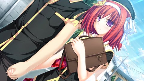 Tenmaso, suzukaze no melt, tsubaki nazuna, девушка, портфель, небо