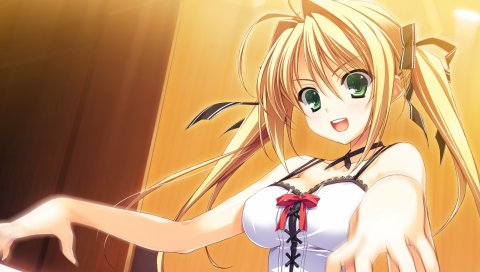 Yuuki hagure, kourin no machi lavender no shoujo, kamiyama reika, девушка, блондинка, радость, фортепиано, слоновая кость