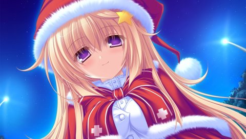 Mikagami mamizu, цвет, фиолетовые глаза, ночь, рождество, девушка