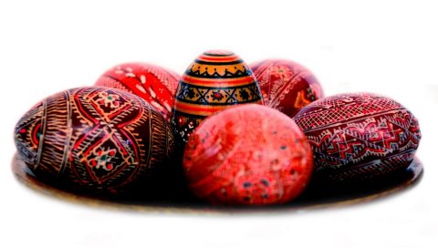 Пасха, праздник, яйца, украшения, тарелка, крупный план