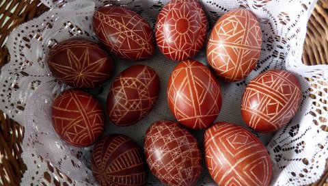 Паша, яйца, украшения, корзина, ткань, праздник