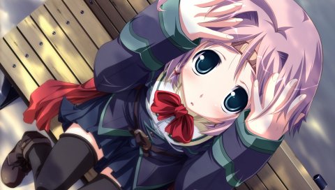 Tsurugi hagane, shirogane no soleil, девушка, скамейка, штукатурка, ошибка