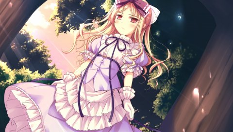 Shukufuku no campanella, девушка, блондинка, платье, лес