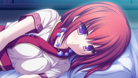 Tenmaso, suzukaze no melt, tsubaki nazuna, девушка, улыбка, подушка