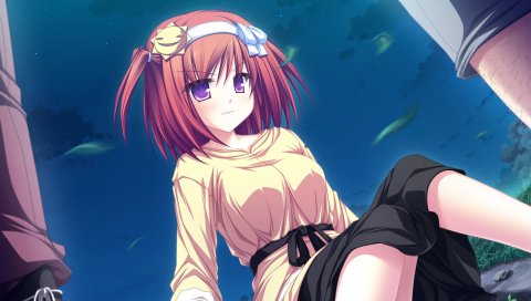 Tenmaso, suzukaze no melt, tsubaki nazuna, девушка, ночь, осанка