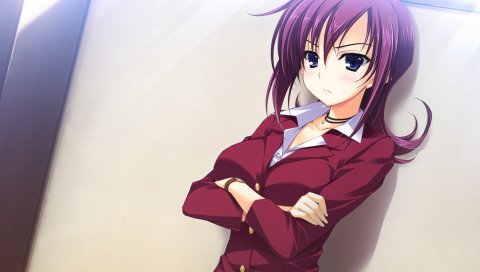 Yuuki hagure, kourin no machi lavender no shoujo, девушка, поза, боль